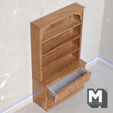 Dollhouse Supplies Oak Shelf Dresser 1:12 Scale Miniature Tallboy Drawer Chest Shelves 7-1/2 inch tall - J026