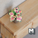 Miniature Yellow Poinsettia in Twine Pot 1:12 Scale Dollhouse Garden Flower Decor 1-5/16 inch tall - G081