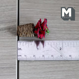 Miniature Red Poinsettia in Twine Pot 1:12 Scale Dollhouse Garden Flower Decor 1-5/16 inch tall - G081