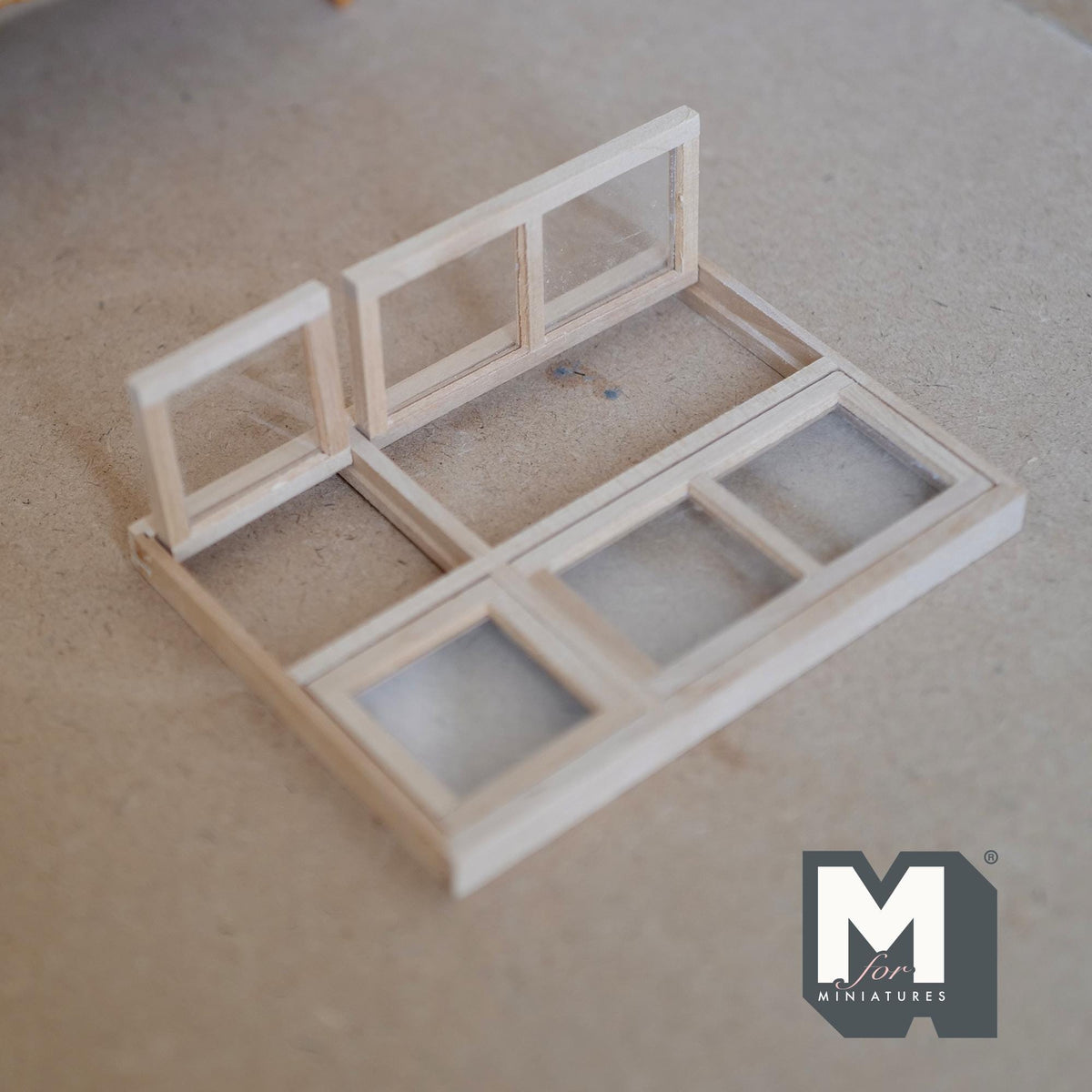 1:12 Scale Miniature Unpainted Wood 6 Pane Sash Window with Acrylic Glazing, 4-1/2 inch high, DIY Dollhouse Supply