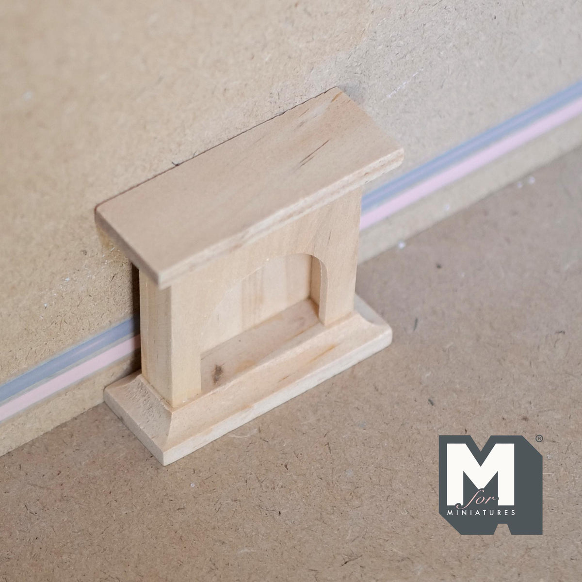 1:12 Scale Miniature Unpainted Wood Fireplace Surround, Arched Opening, 2-5/8 inch tall, DIY Dollhouse Supply