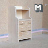 Miniature Bureau 1:12 Scale Dollhouse Supplies Chest of Drawers Dresser with Open Shelf Unfinished 4-9/16 inch tall - I011