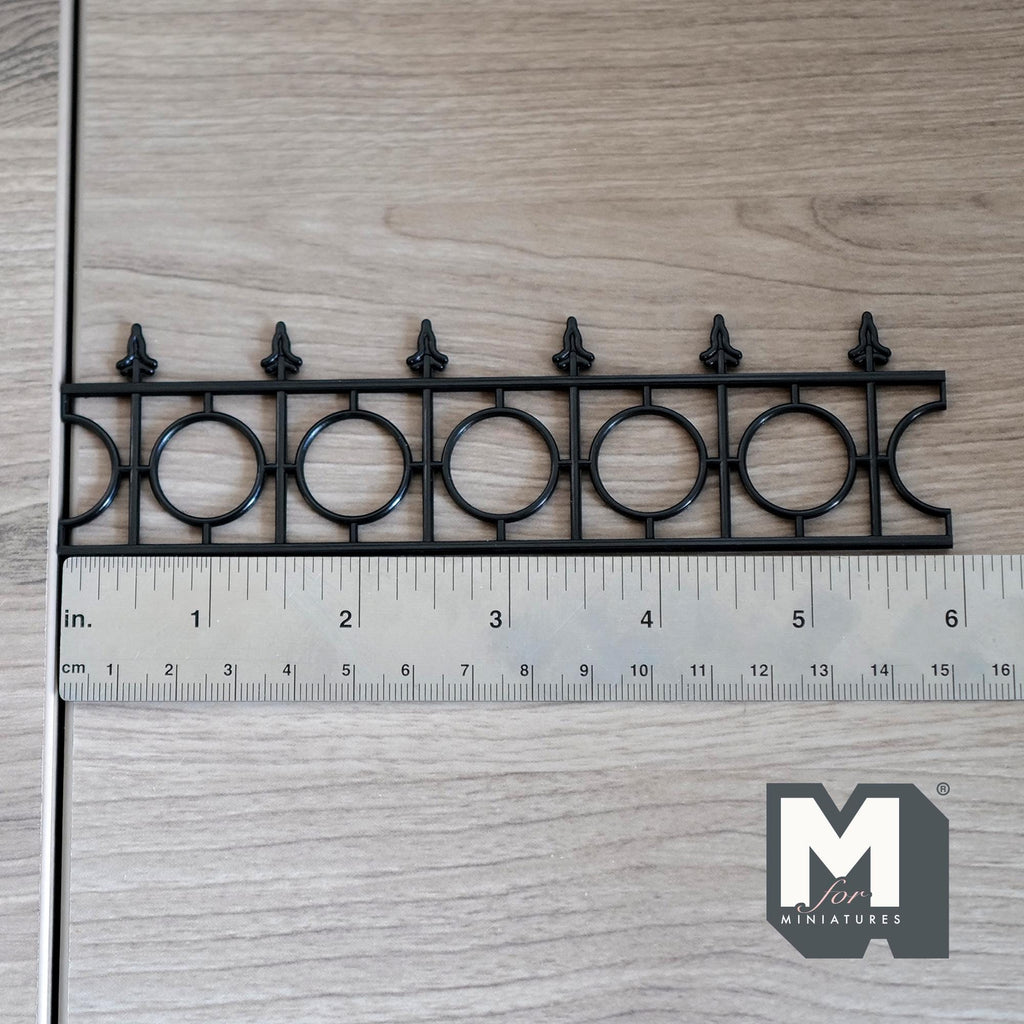 1:12 Scale Miniature Dollhouse Arrow Top Railing and Garden Fence, 6 inch long (black)