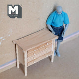 Dollhouse Supplies Chest of Drawers Unfinished 1:12 Scale Miniature 4 Drawer Cabinet 4 inch wide - I010