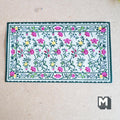 1:12 Scale Miniature Floral Area Rug, Green Border, 6-9/16 inch long, DIY Dollhouse Supply (cream)