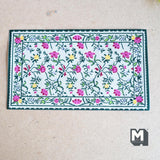 Dollhouse Supplies Floral Rug 1:12 Scale Miniature Carpet Green Area Rug 6-9/16 inch long - Z10