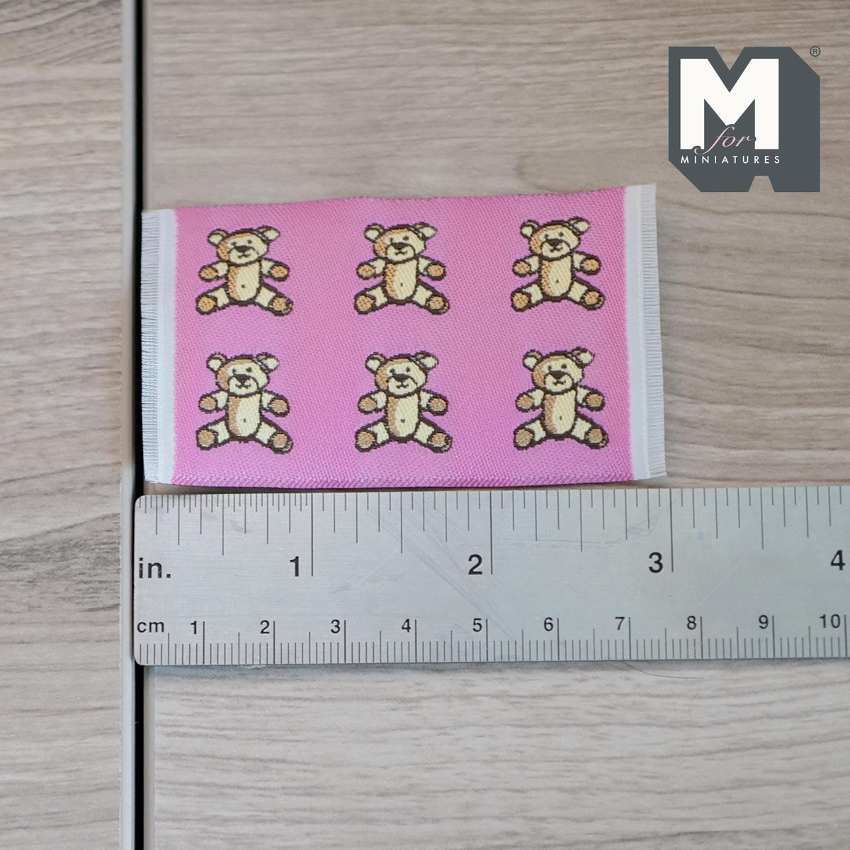 1:12 Scale Miniature Teddy Bears Rug, 2-13/16 inch long, DIY Dollhouse Supply (pink)