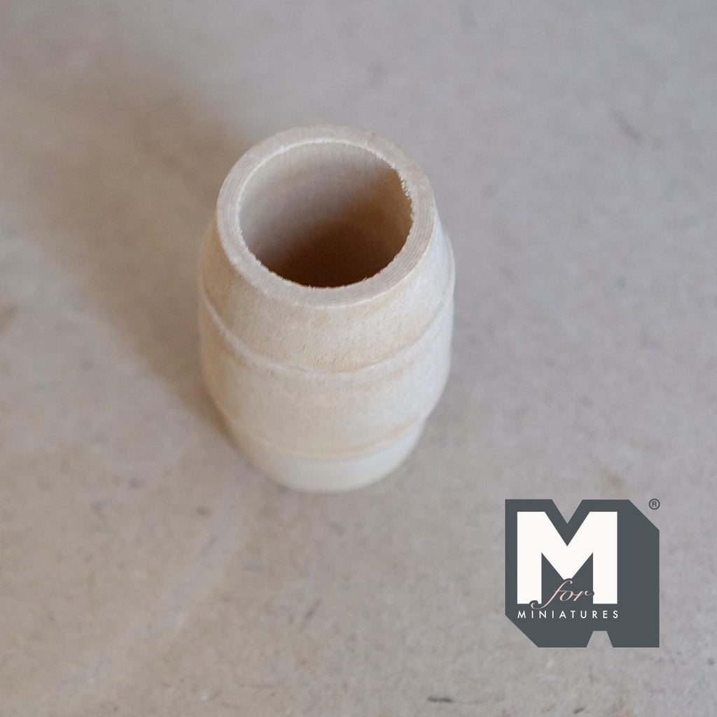 1:12 Scale Miniature Wood Wine Barrel, 1-13/16 inch tall, DIY Dollhouse Supply (medium)
