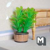 Miniature Potted Plant 1:12 Scale Barrel Pot Dollhouse Greenery Decor 3-1/8 inch tall  - H039