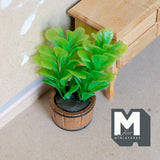 Miniature Potted Plant 1:12 Scale Barrel Pot Dollhouse Greenery Decor 3-1/8 inch tall  - H039