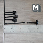 1:12 Scale Miniature Metal Kitchen Utensils with Hanging Rod, 1-9/16 inch long, DIY Dollhouse Supply (black)