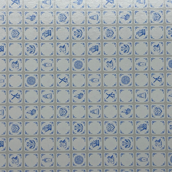 Dollhouse Supplies small delft tile wallpaper 1:24 scale miniature square wall tile sheet 11-3/4 inch wide (paper) (blue)