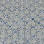 1:24 Scale Miniature Small Delft Tile Wallpaper, 11-3/4 x 8-1/4 inch, DIY Dollhouse Supply (blue)