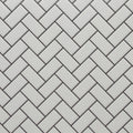 Miniature White Embossed Herringbone Subway Tile Sheet, 15-15/16 x 11-5/8 inch, DIY Dollhouse Supply (black grout)