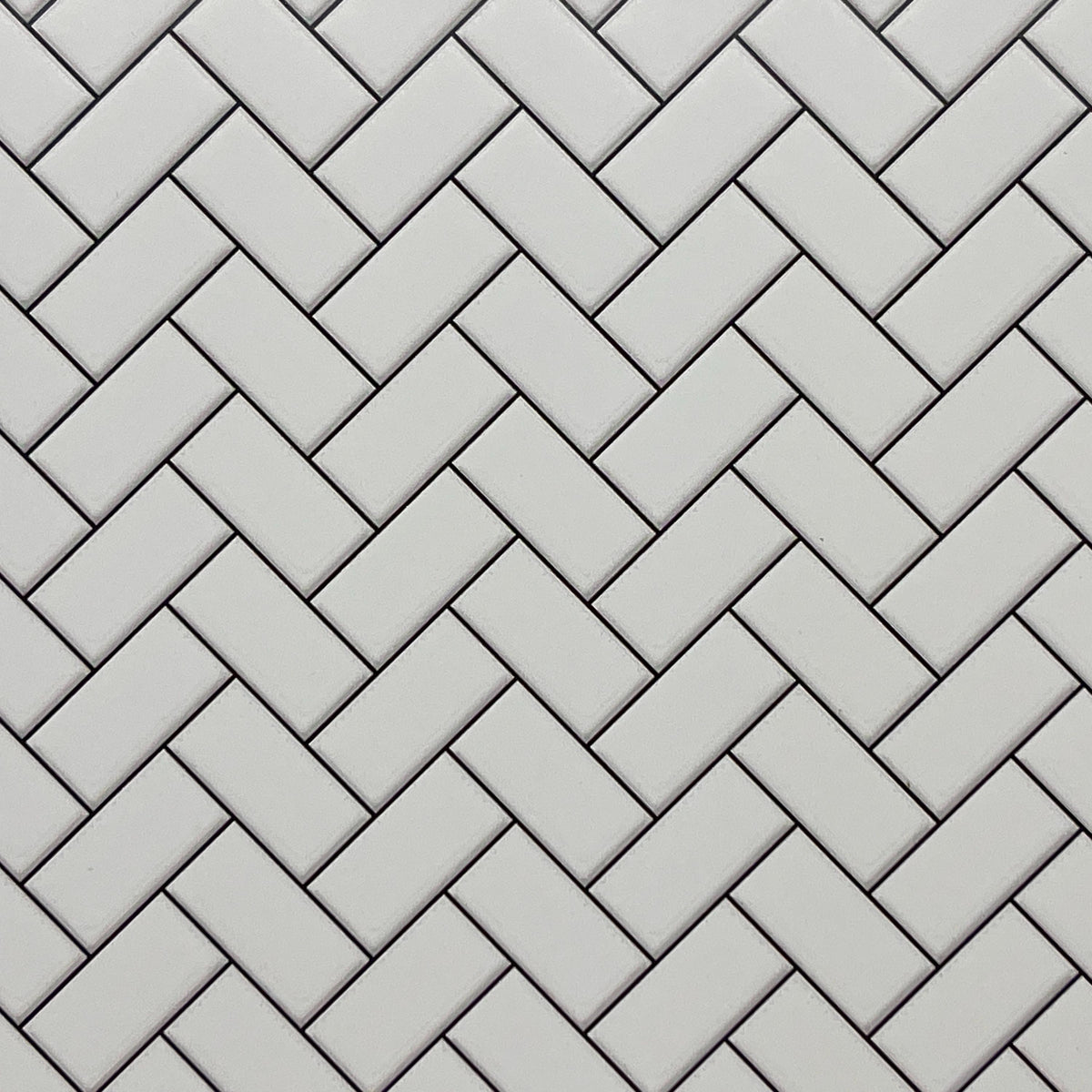 Miniature White Embossed Herringbone Subway Tile Sheet, 15-15/16 x 11-5/8 inch, DIY Dollhouse Supply (black grout)
