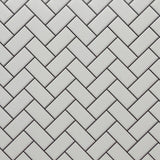 Embossed Dollhouse Wall Sheet Herringbone Metro Tiles , Subway Tiles , Underground Tiles , Beveled Edge Tiles 16" x 11-5/8" (dark grout)