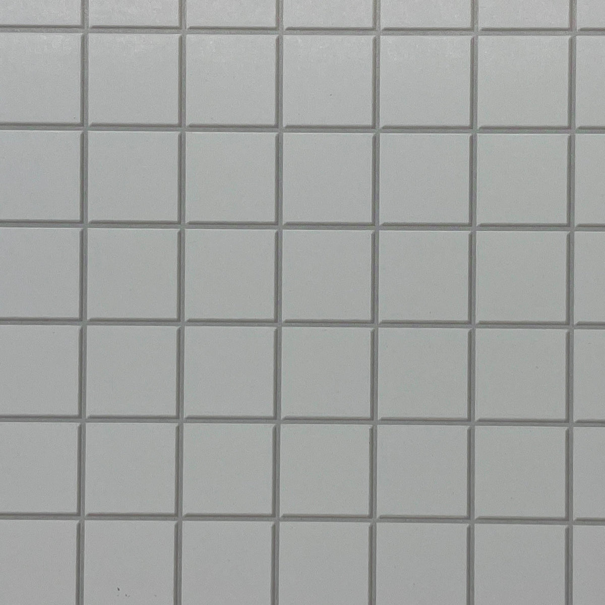 Miniature White Embossed Square Tile Sheet, 15-15/16 x 11-5/8 inch, DIY Dollhouse Supply (gray grout)