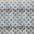 1:12 Scale Miniature Delft Birds Tile Wallpaper, 1/2 inch Tiles, 16-1/8 x 11-3/4 inch, DIY Dollhouse Supply (blue gray)
