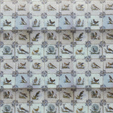 Dollhouse Supplies delft birds tile wallpaper 1:12 scale miniature square wall tile sheet 16-1/8 inch wide (paper) (blue gray)