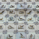 Dollhouse Supplies delft birds tile wallpaper 1:12 scale miniature square wall tile sheet 16-1/8 inch wide (paper) (blue gray)