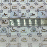 Dollhouse Supplies delft birds tile wallpaper 1:12 scale miniature square wall tile sheet 16-1/8 inch wide (paper) (blue gray)