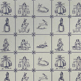 Dollhouse Supplies delft tile wallpaper 1:12 scale miniature farmers fishermen wall tile sheet 16-1/16 inch wide (paper) (blue)