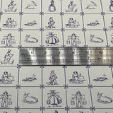 Dollhouse Supplies delft tile wallpaper 1:12 scale miniature farmers fishermen wall tile sheet 16-1/16 inch wide (paper) (blue)