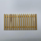 1:12 scale miniature picket fence panel in unfinished wood, ready to paint, pointed pickets on two rails