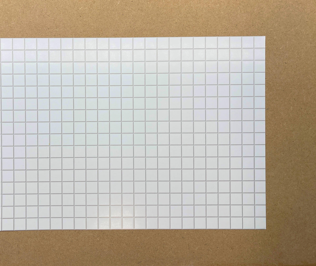 Miniature White Embossed Square Tile Sheet, 15-15/16 x 11-5/8 inch, DIY Dollhouse Supply (gray grout)