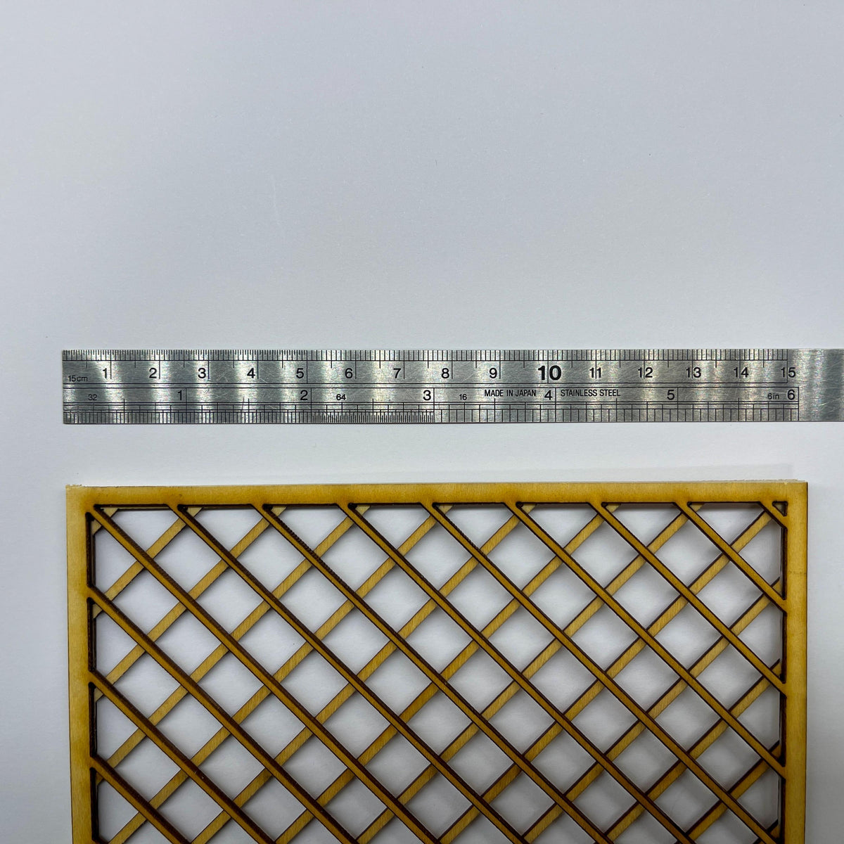 1:12 Scale Miniature Unpainted Wood Garden Trellis Panel, Diamond Lattice, 5-7/8 inch wide, DIY Dollhouse Supply (square)
