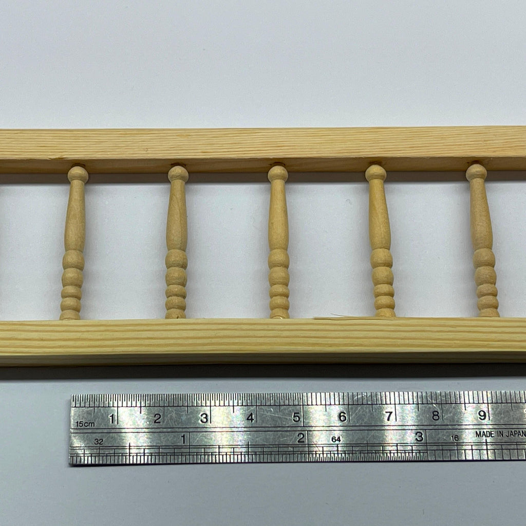 1:12 Scale Miniature Dollhouse Unpainted Balustrade Panel with Newel Posts, 11-5/8 inch long