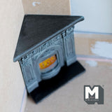 Miniature Corner Fireplace 1:12 Scale Dollhouse Supplies Victorian Style Corner Fireplace 4-1/4 inch tall (resin) - K052