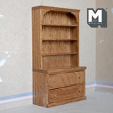 Dollhouse Supplies Oak Shelf Dresser 1:12 Scale Miniature Tallboy Drawer Chest Shelves 7-1/2 inch tall - J026
