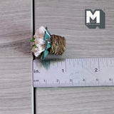 Miniature Light Pink Flowers in Twine Pot 1:12 Scale Dollhouse Garden Flower Decor 1 inch tall - G081