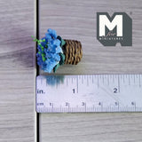 Miniature Blue Flowers in Twine Pot 1:12 Scale Dollhouse Garden Flower Decor 1 inch tall - G081