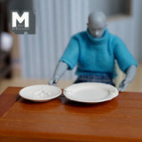 Miniature Plates Set of 2 , 1:12 Scale Large Size Dollhouse Supplies Decorative Plates 1-1/2 inch dia. (metal) (beige) - A037