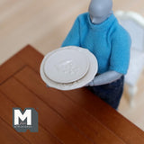 Miniature Plates Set of 2 , 1:12 Scale Large Size Dollhouse Supplies Decorative Plates 1-1/2 inch dia. (metal) (beige) - A037