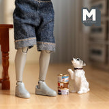 Miniature Metal Dog Food Cans with Lids Set of 3 , 7/16"(Dia.) x 1/4"(H) (dog sold separately) - C061