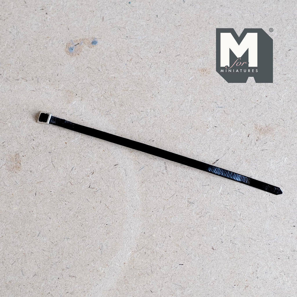 1:12 Scale Miniature Black Belt for Figures, Square Buckle, 3-7/8 inch long, DIY Dollhouse Supply (faux leather)