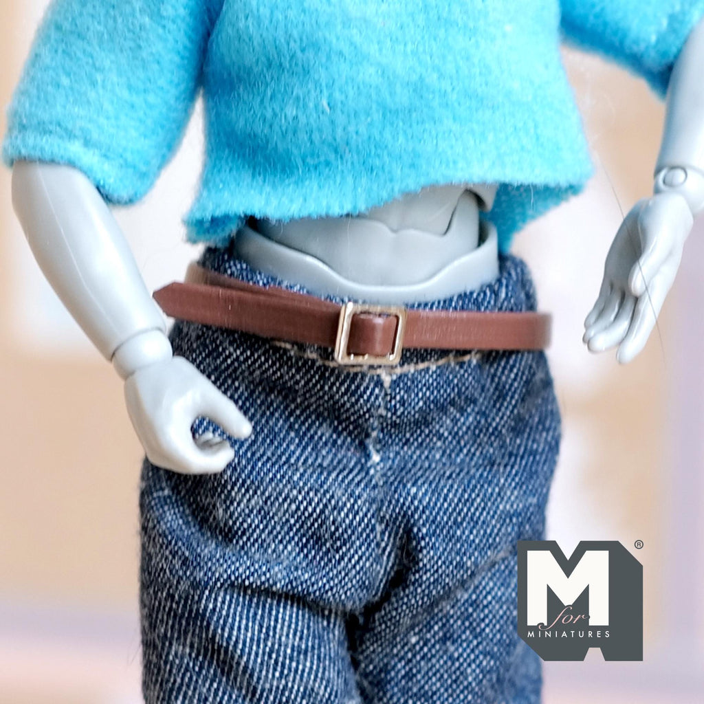 Miniature Brown Belt for 1:12 Scale Figures 3-7/8 inch long (brown) (faux leather) - G053