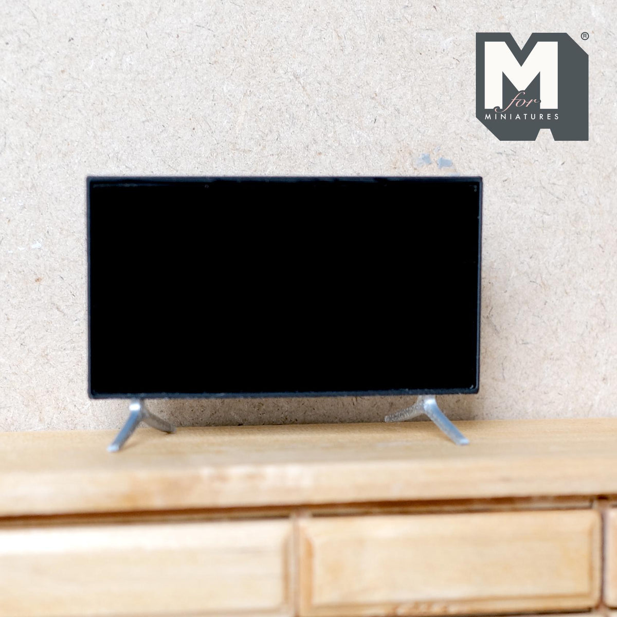 1:12 Scale Miniature Flat Screen TV with Stand Feet, 2-5/16 inch wide, DIY Dollhouse Supply (black) (non working) (eq. 32 inch TV)