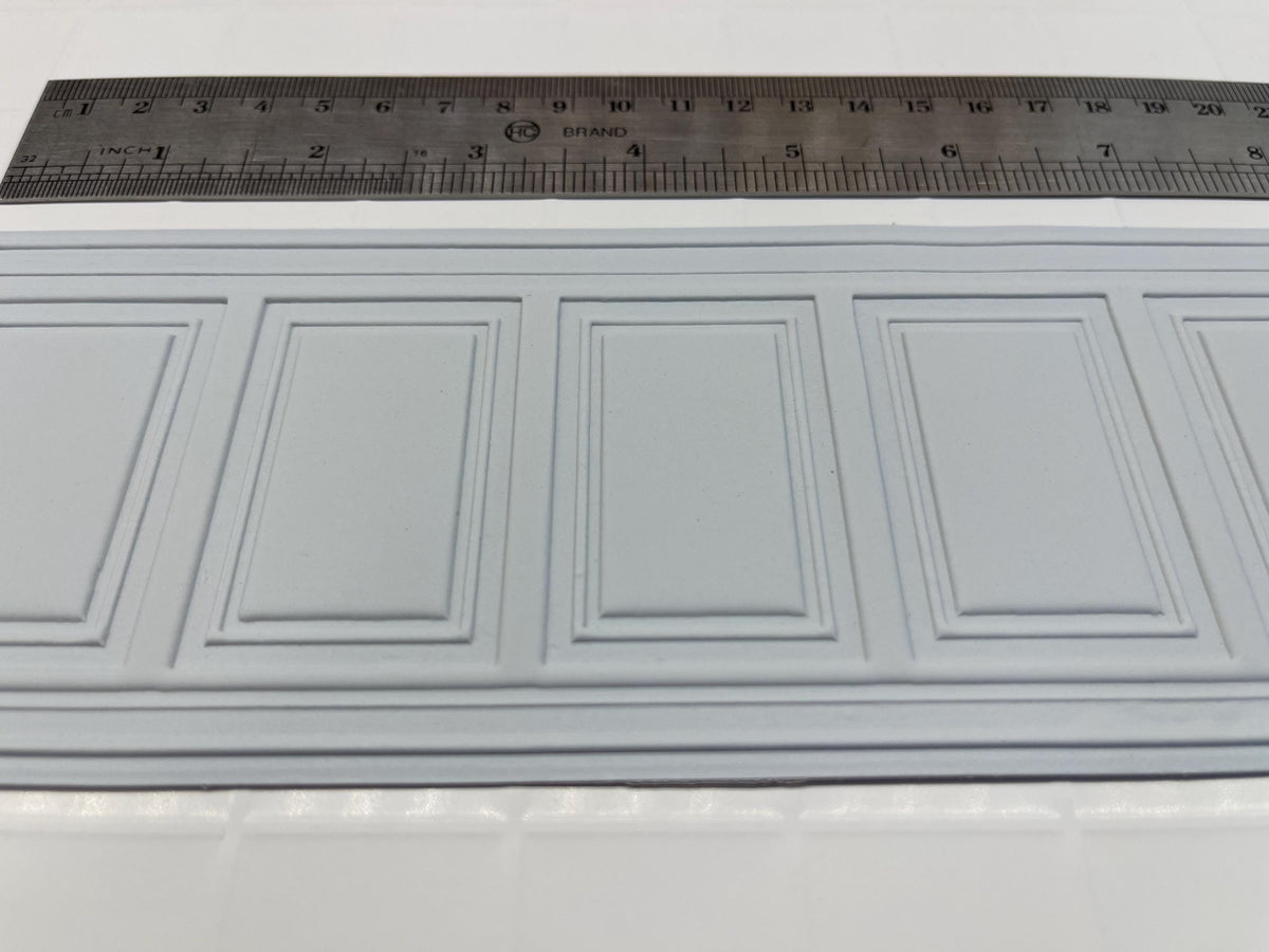 1:12 Scale Miniature Dollhouse Raised Rectangle Wainscot Panel, 8-1/4 inch long (foamboard) (white)
