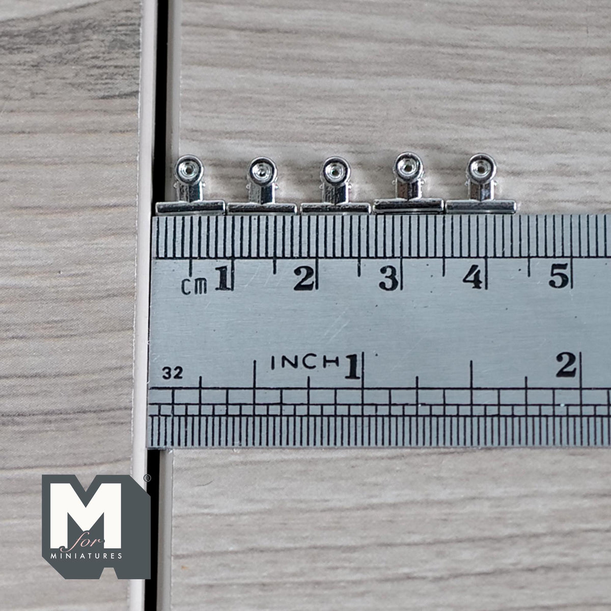 1:12 Scale Miniature Metal Binder Clips, Set of 5, 5/16 inch wide, DIY Dollhouse Supply (non working)