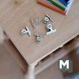 Miniature Metal Binder Clips Set of 5 , 5/16 inch wide (non working) - G066