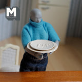 Miniature Plates Set of 2 , 1:12 Scale Large Size Dollhouse Supplies Decorative Plates 1-1/2 inch dia. (metal) (beige) - A037