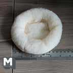 1:12 Scale Miniature Plush Dog Bed, Large Size, 4-3/4 inch dia., DIY Dollhouse Supply (fabric) (beige)