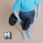 1/12スケール ミニチュアダンベル（プレート付き）、長さ約5.4cm、ドールハウス用DIYパーツ