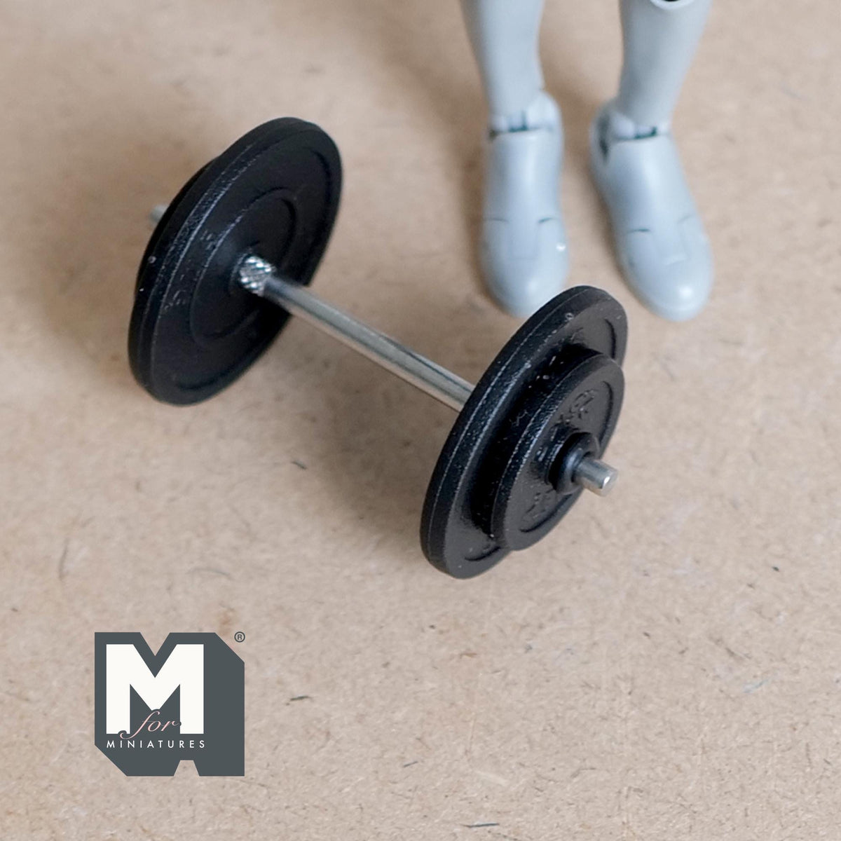 1:12 Scale Miniature Dumbbell with Weight Plates, 2-1/8 inch long, DIY Dollhouse Supply