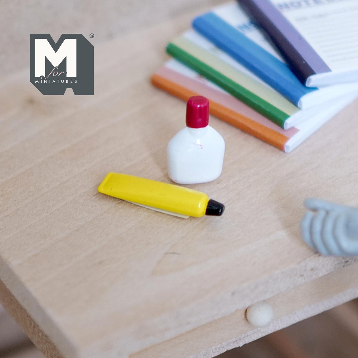 1:12 Scale Miniature Glue Bottle and Glue Stick, Set of 2, 3/4 inch long, DIY Dollhouse Supply (no content)