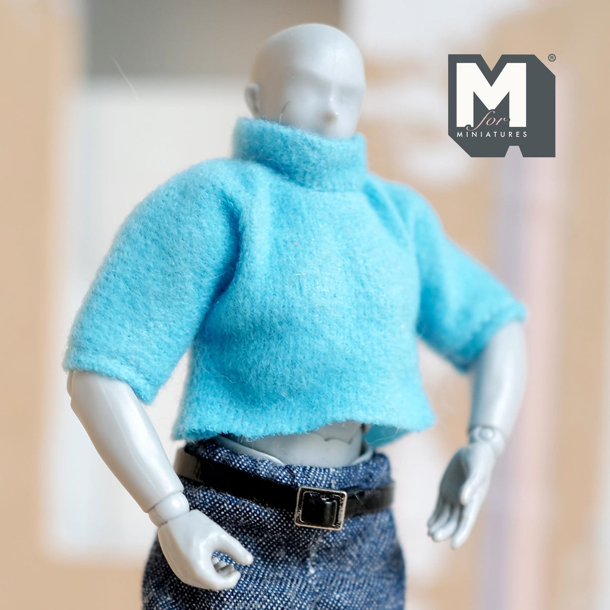 1:12 Scale Miniature Black Belt for Figures, Square Buckle, 3-7/8 inch long, DIY Dollhouse Supply (faux leather)